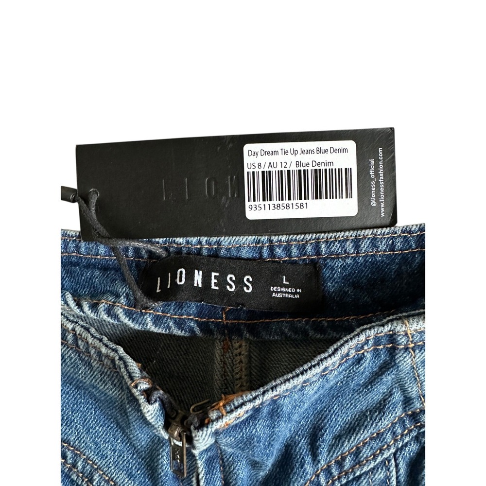 NWT Lioness Day Dream Tie Up Jeans Womens 8 Blue Denim Boho Baggy Slouchy Preppy - Picture 8 of 10